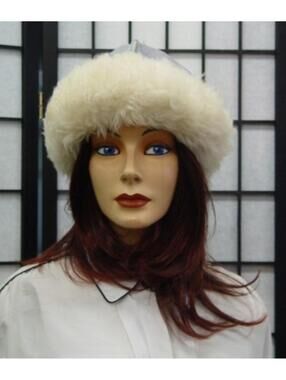 EXCELLENT GRAY SUEDE & LAMB FUR HAT CAP WOMEN WOMAN SIZE ALL